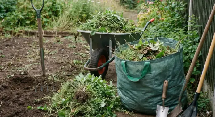 Gardening and green waste removal trailer loaded with branches